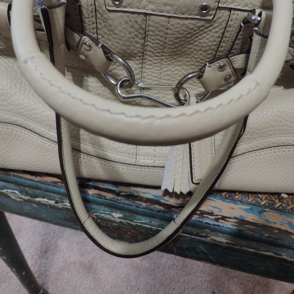 Coach Hampton Collection tan pebble leather satchel with braided detail NWOT - Picture 8 of 12